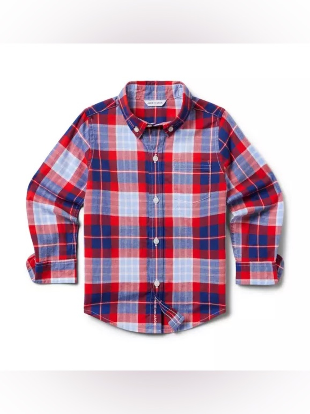 Brand New Janie and Jack Boys Long Sleeve Button Down Plaid Shirt, Size 6, NWT